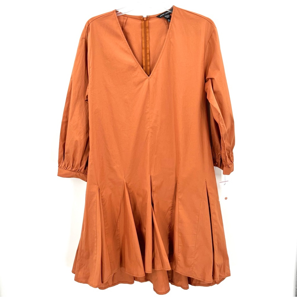Maggy London Adobe V-Neck Long Sleeve A Line Dress Sz. 2 - Camel